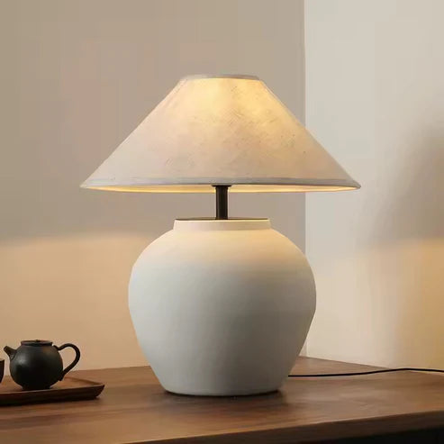 Nogy Small Round Lamp Base • Mini Ceramic Lamp for Bedroom or Living Room - NOGY
