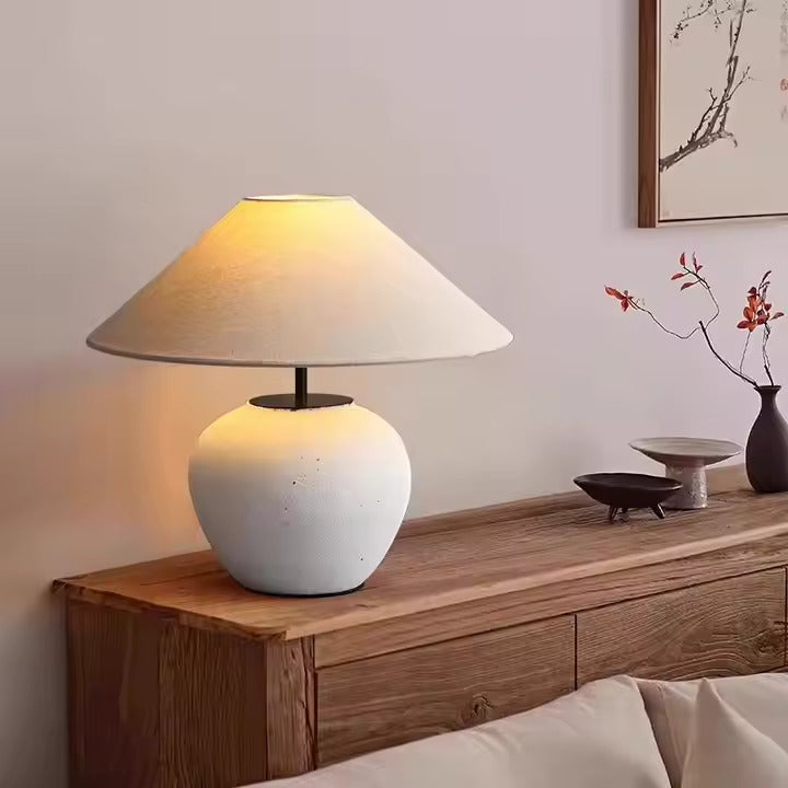 Nogy Small Round Lamp Base • Mini Ceramic Lamp for Bedroom or Living Room - NOGY