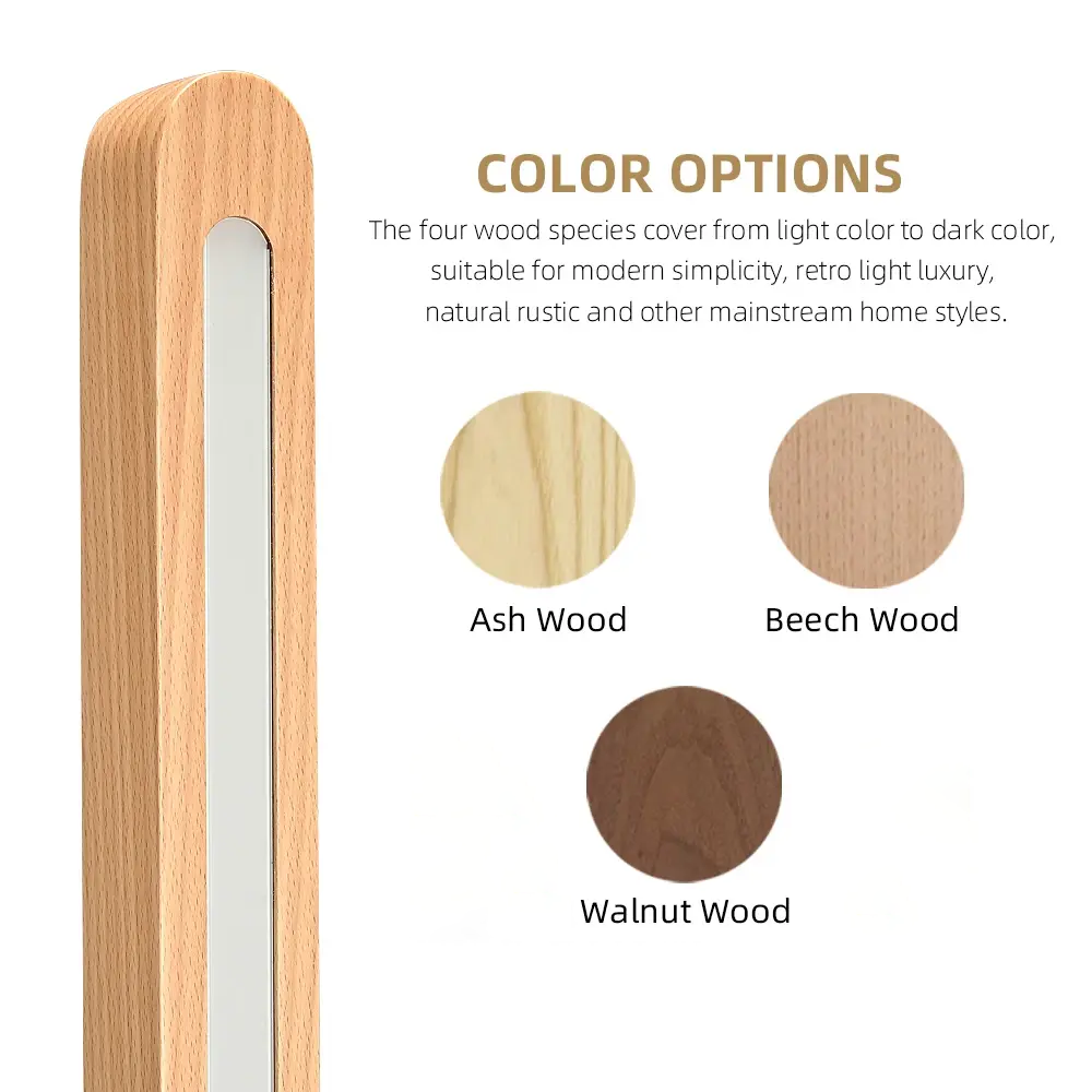 Nogy LED Floor Lamp – Square Beech/Ash Wood, 14W–18W, Dimmable with Adjustable Color