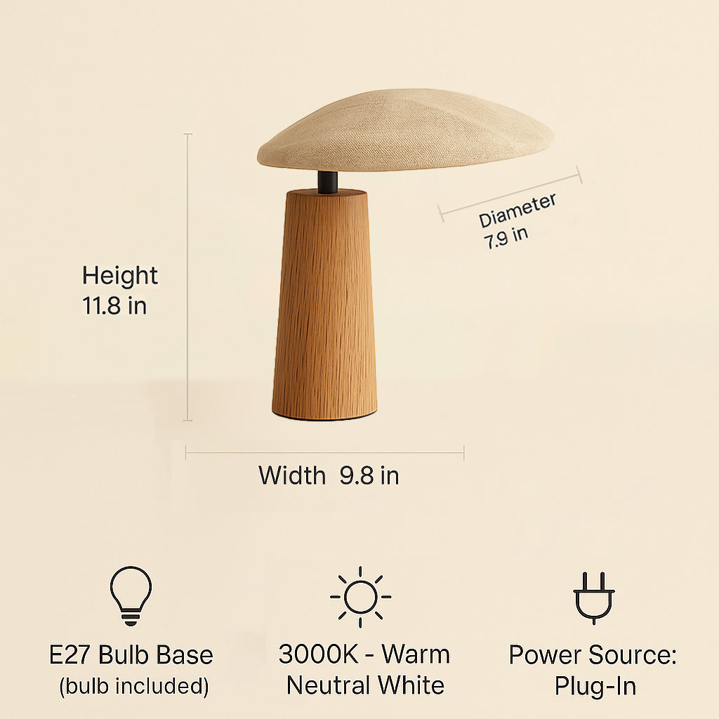Nogy Kumo Table Lamp – Beechwood Japandi Light with Soft Linen Shade
