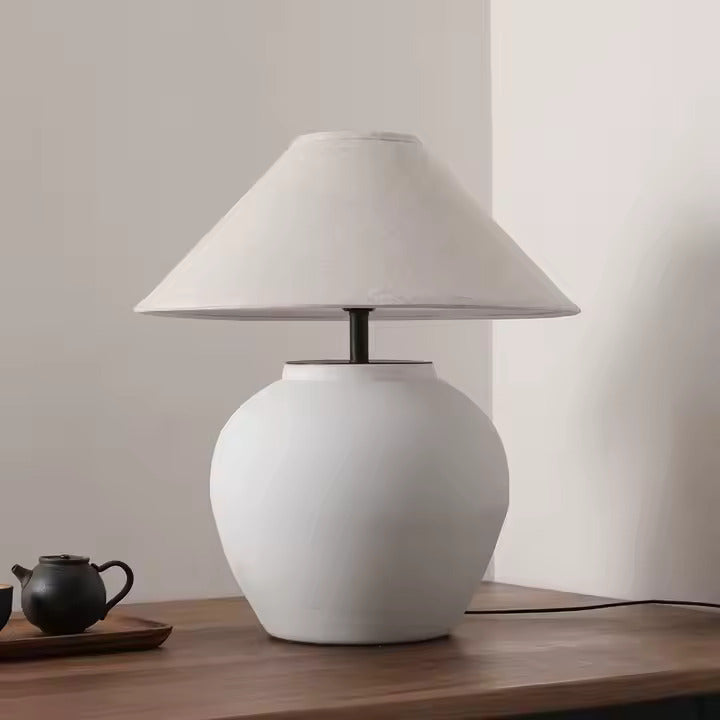 Nogy Small Round Lamp Base • Mini Ceramic Lamp for Bedroom or Living Room - NOGY