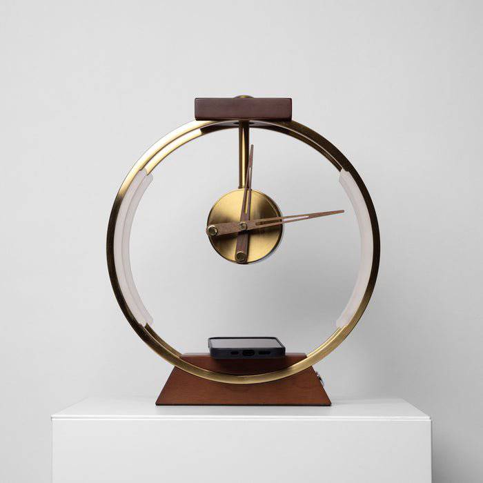 5 in 1 Multifunction Round Analog Clock Desk Lamp - Wireless Charger, 3 Color LED Light and Analog Clock - NOGY