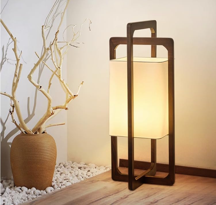 Nogy Hako Floor Lamp – Japandi Wooden Light with Linen Glow - NOGY