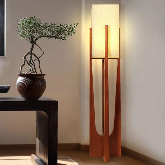 Nogy Kizu Floor Lamp β Sculptural Wood & Linen Light for Serene Interiors - NOGY