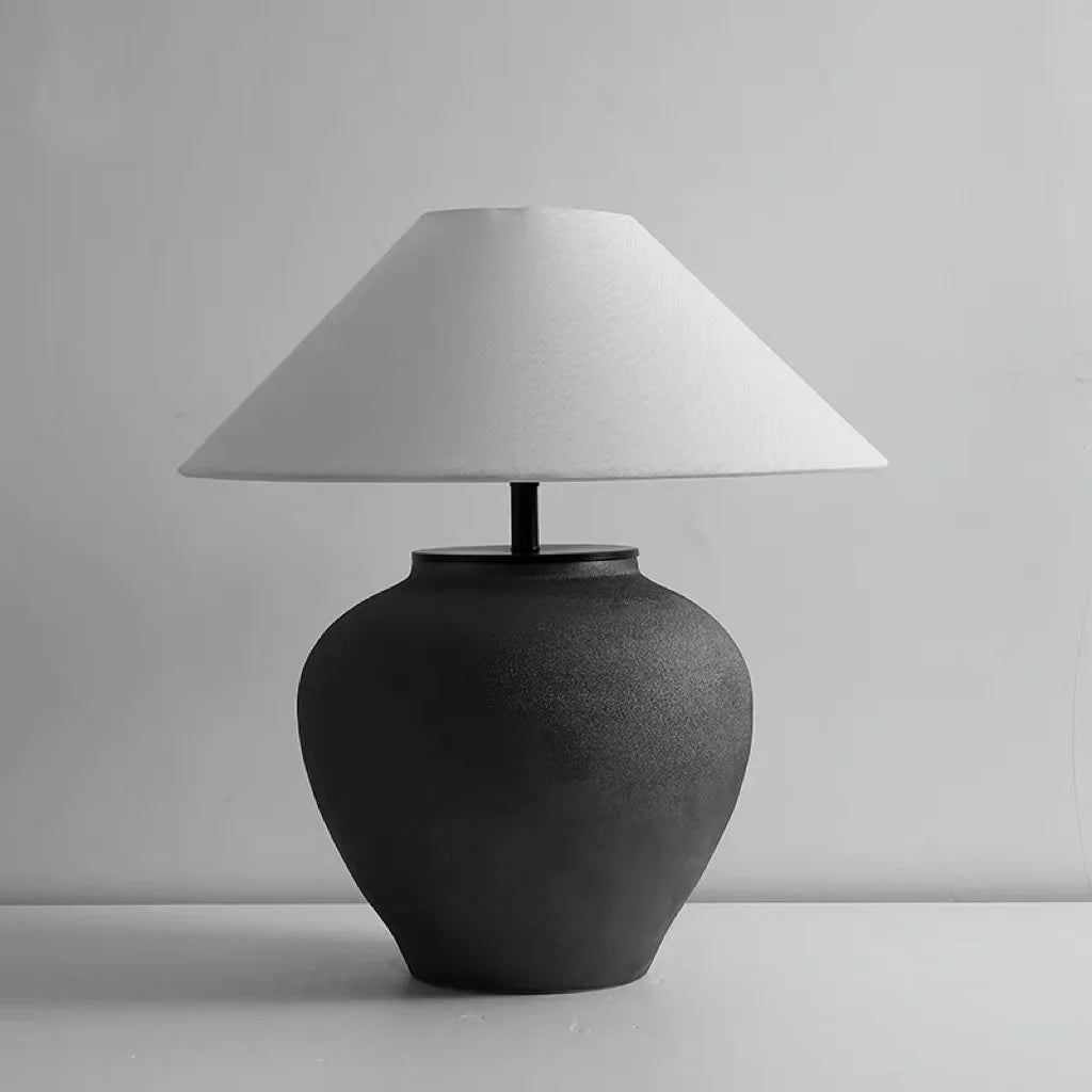 Nogy Small Round Lamp Base • Mini Ceramic Lamp for Bedroom or Living Room - NOGY