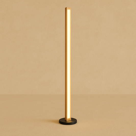 Nogy Wood Linear Floor Lamp • Minimalist Corner LED Floor Lamp with Remote • Dimmable & Color Temperature Changing With Remote Control - NOGY