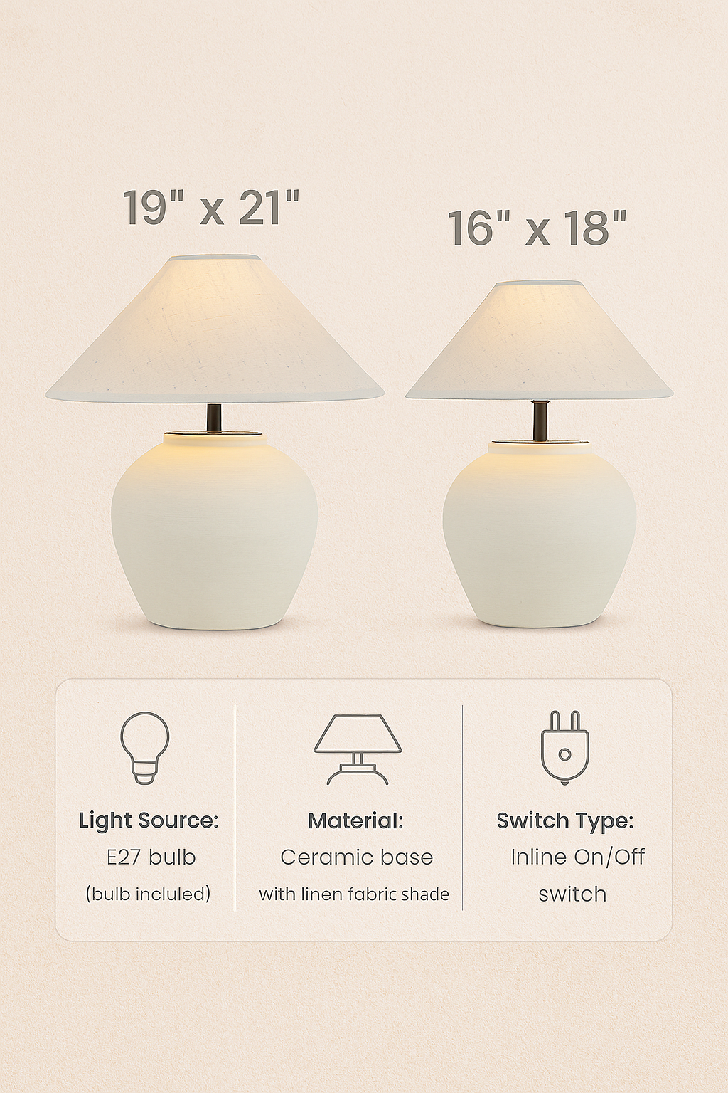 Nogy Small Round Lamp Base • Mini Ceramic Lamp for Bedroom or Living Room - NOGY