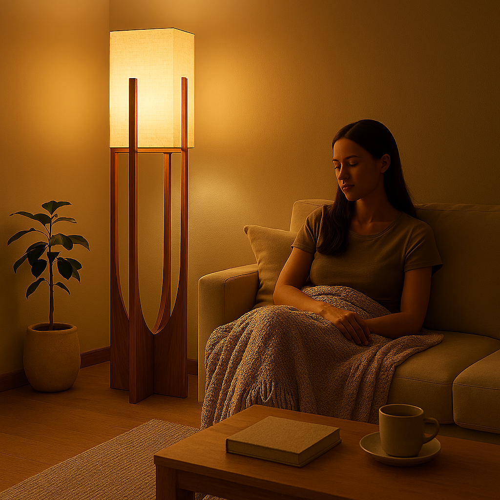 Nogy Kizu Floor Lamp – Sculptural Wood & Linen Light for Serene Interiors
