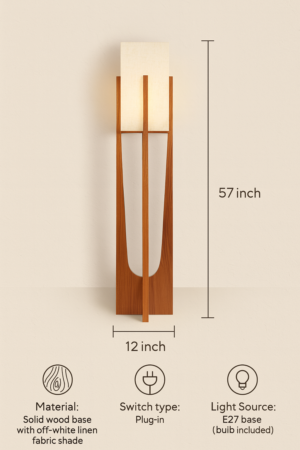 Nogy Kizu Floor Lamp – Sculptural Wood & Linen Light for Serene Interiors