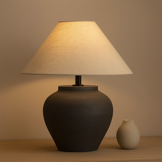 Nogy Small Round Lamp Base • Mini Ceramic Lamp for Bedroom or Living Room - NOGY