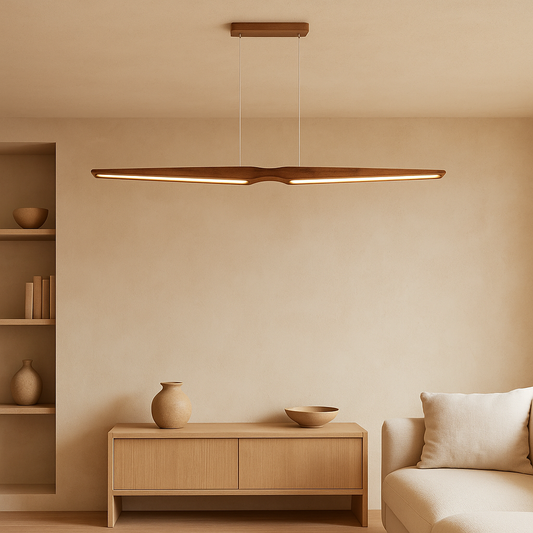 Nogy Ki-Flow Hanging Lamp -  LED Wooden Pendant Light – Warm White Ceiling Lamp for Dining Room, Living Room & Office - NOGY