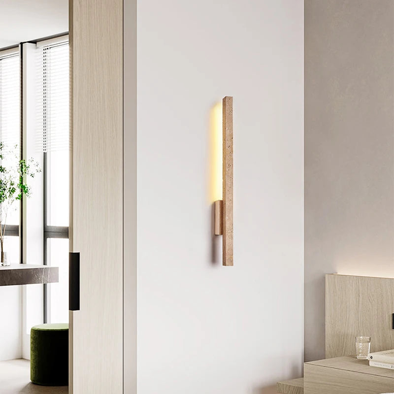 Nogy Wabi-Sabi Style Travertine LED Wall Sconce – Minimalist Warm Light for Bedroom, Hallway & Stairs - NOGY