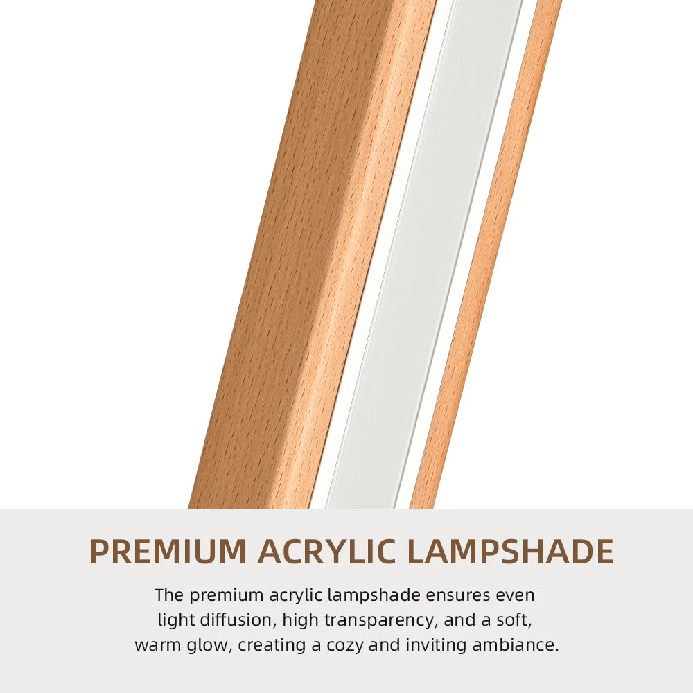 Nogy Wood Linear Floor Lamp • Minimalist Corner LED Floor Lamp with Remote • Dimmable & Color Temperature Changing With Remote Control - NOGY