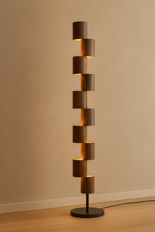 Nogy Solid Wood Free-Standing LED Lamp with Nordic Design Ideal for a Living Room, Dining Room, or Villa