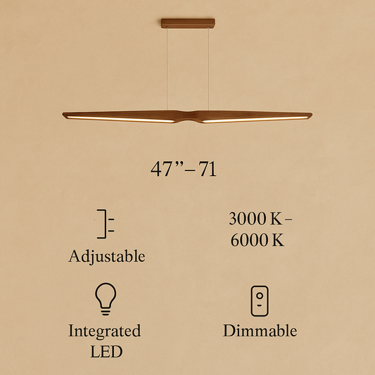Nogy Ki-Flow Hanging Lamp -  LED Wooden Pendant Light – Warm White Ceiling Lamp for Dining Room, Living Room & Office - NOGY