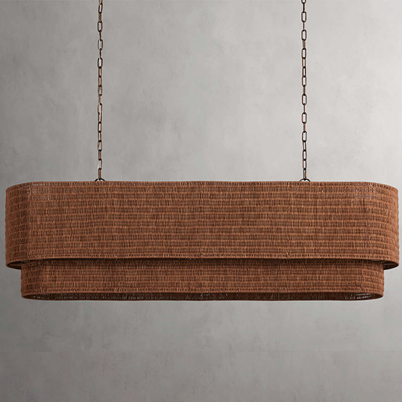 Nogy Rattan Beam – Woven Rattan & Iron Linear Pendant Light - NOGY