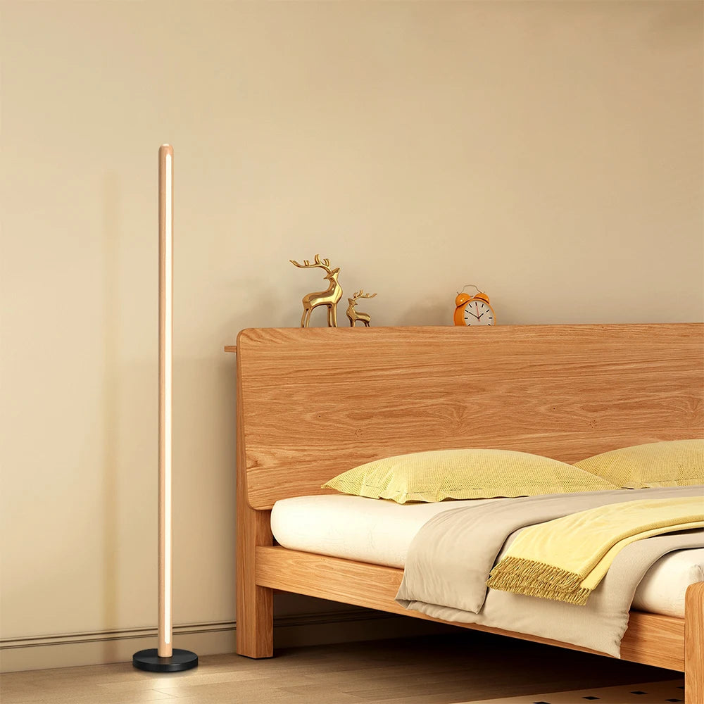 Nogy Round Wood LED Floor Lamp in 2 Colors, With Remote & Stepless Dimming