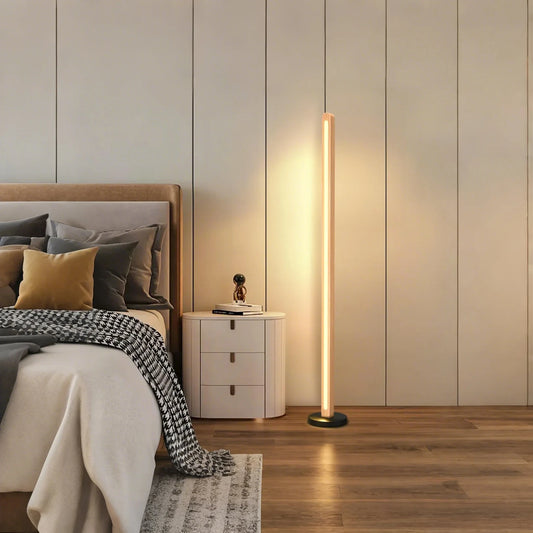 Nogy Wood Linear Floor Lamp • Minimalist Corner Floor Lamp • Dimmable & Color Temperature Changing With Remote Control - NOGY