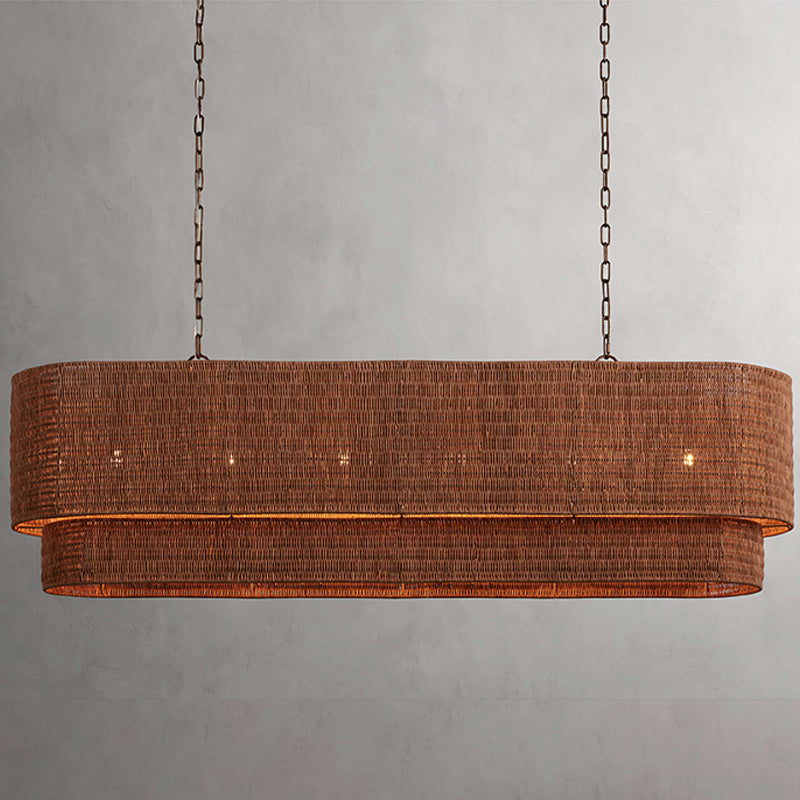 Nogy Rattan Beam – Woven Rattan & Iron Linear Pendant Light - NOGY