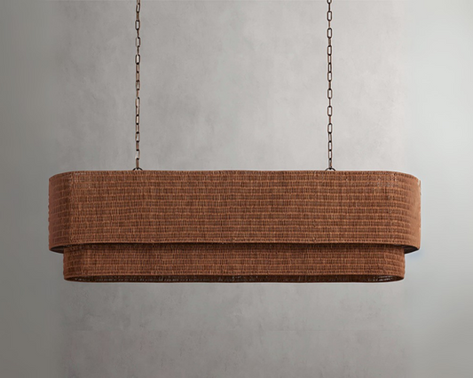 Nogy Rattan Beam – Woven Rattan & Iron Linear Pendant Light