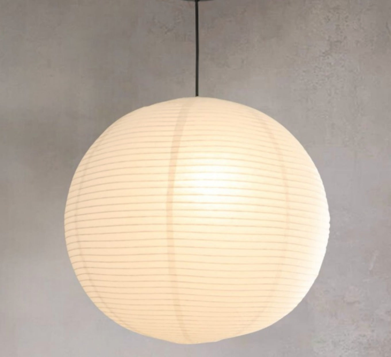Off White Round Paper Pendant Hardwire - 23.5in