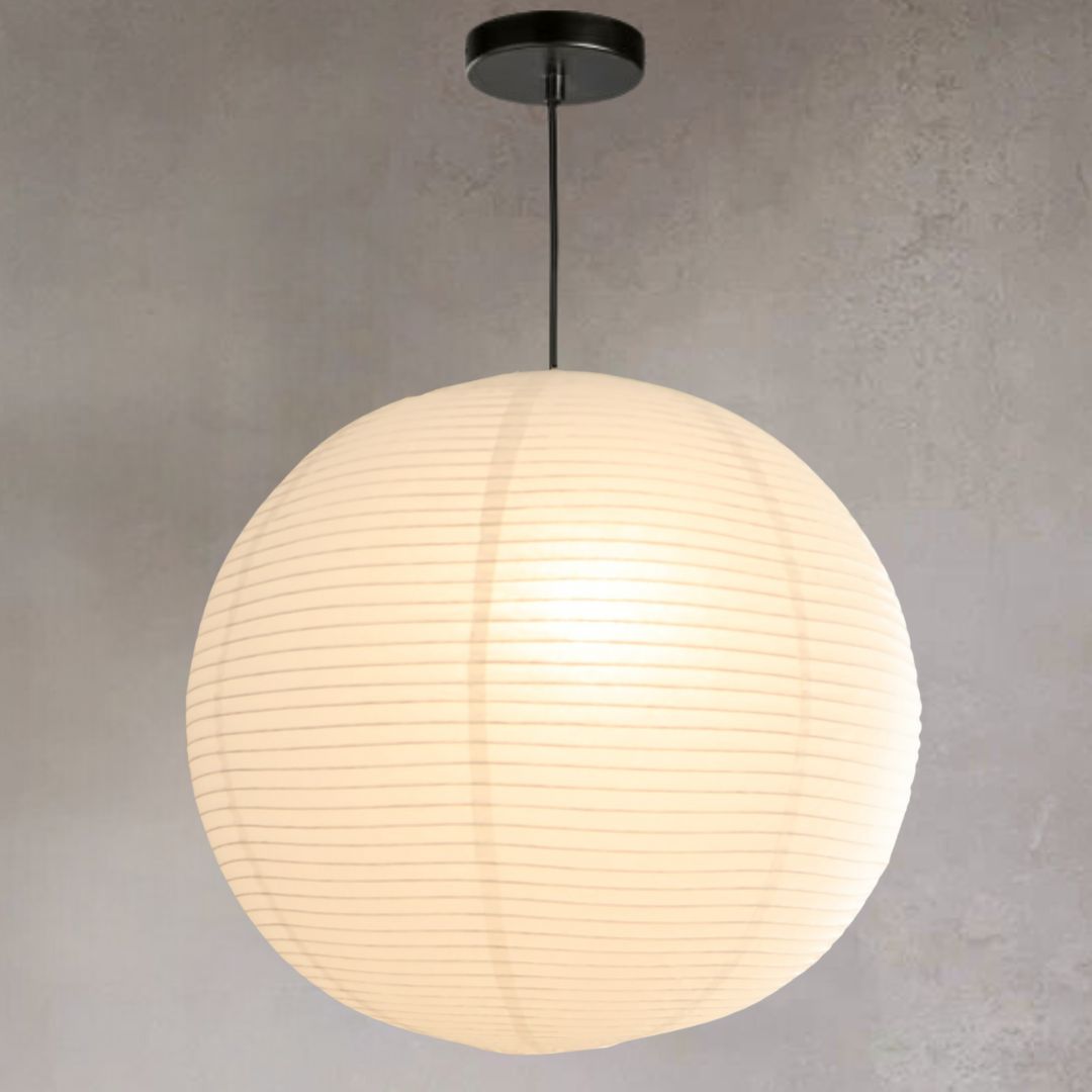 Nogy Japanese Style Lantern - Off White Round Paper Pendant - Rice Paper Pendant - All Sizes Available