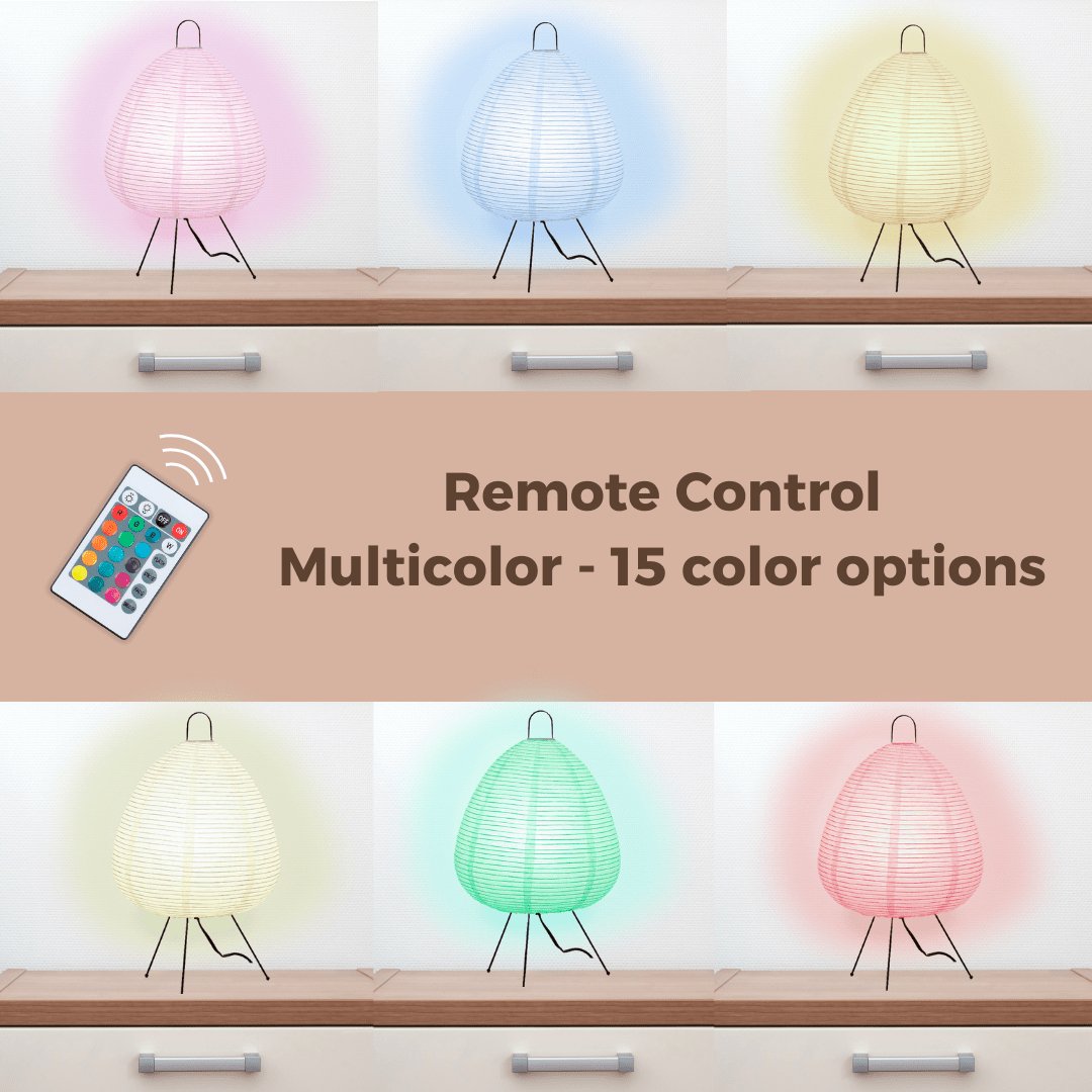 Multicolor Rice Paper Table Lamp - Japanese Lantern Lamp with remote control - NOGY