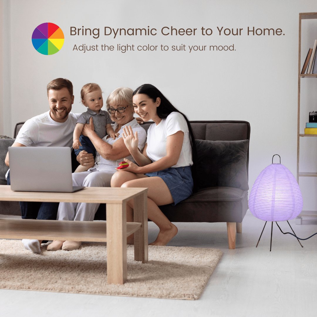 Multicolor Rice Paper Table Lamp - Japanese Lantern Lamp with remote control - NOGY