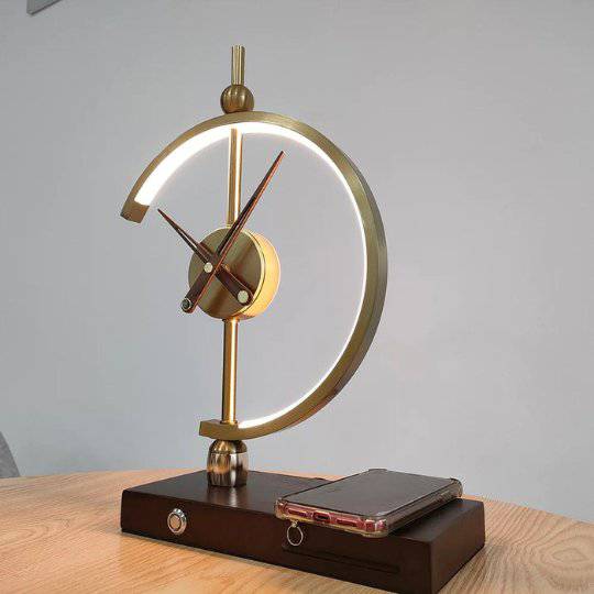 NOGY Clock Desk Lamp with Wireless Charger • Wireless Charger Lamp with Analog Clock • Analog Desk Clock LED Lamp Wireless Charger • Home Office Desk Lamp - NOGY
