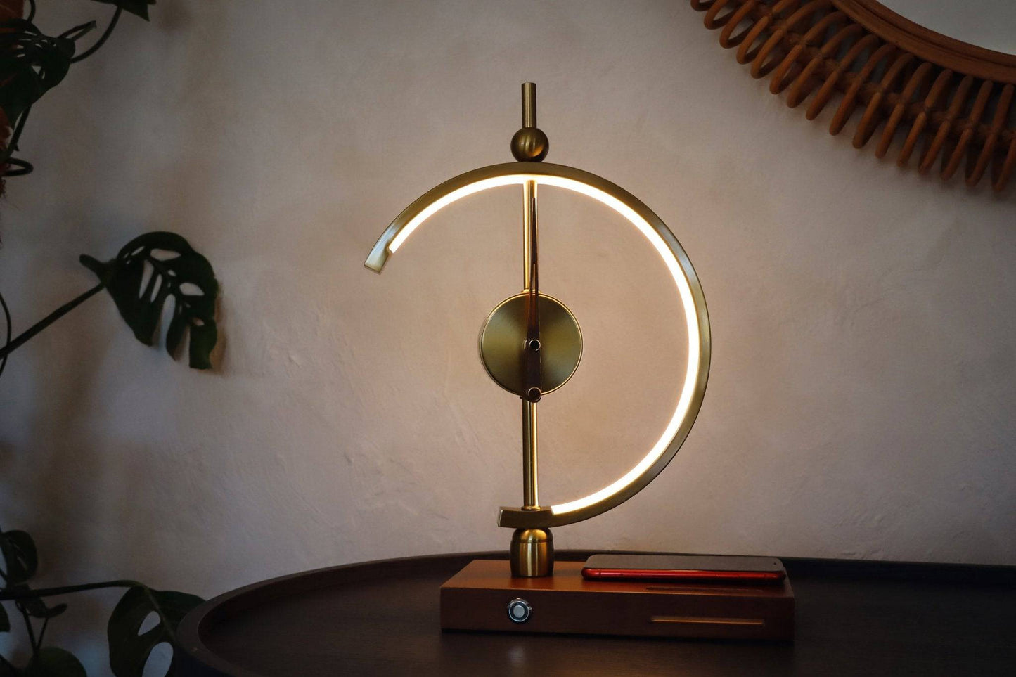 NOGY Clock Desk Lamp with Wireless Charger • Wireless Charger Lamp with Analog Clock • Analog Desk Clock LED Lamp Wireless Charger • Home Office Desk Lamp - NOGY