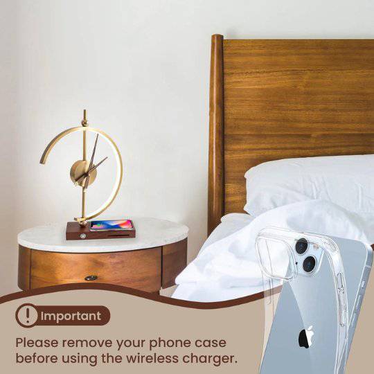 NOGY Clock Desk Lamp with Wireless Charger • Wireless Charger Lamp with Analog Clock • Analog Desk Clock LED Lamp Wireless Charger • Home Office Desk Lamp - NOGY