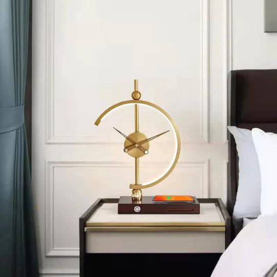 NOGY Clock Desk Lamp with Wireless Charger • Wireless Charger Lamp with Analog Clock • Analog Desk Clock LED Lamp Wireless Charger • Home Office Desk Lamp - NOGY