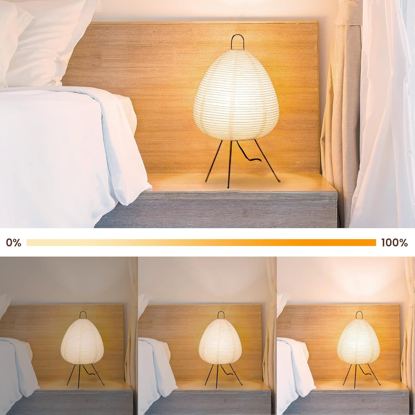 NOGY Lantern Lamp • Dimmable Bulb • Table Paper Lamp • Rice Paper Lantern Lamp • Japanese Lamp • White Paper Lamp - NOGY