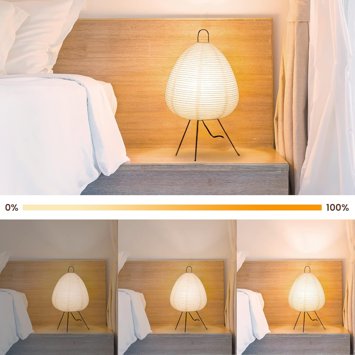 NOGY Lantern Lamp • Dimmable Bulb • Table Paper Lamp • Rice Paper Lantern Lamp • Japanese Lamp • White Paper Lamp - NOGY