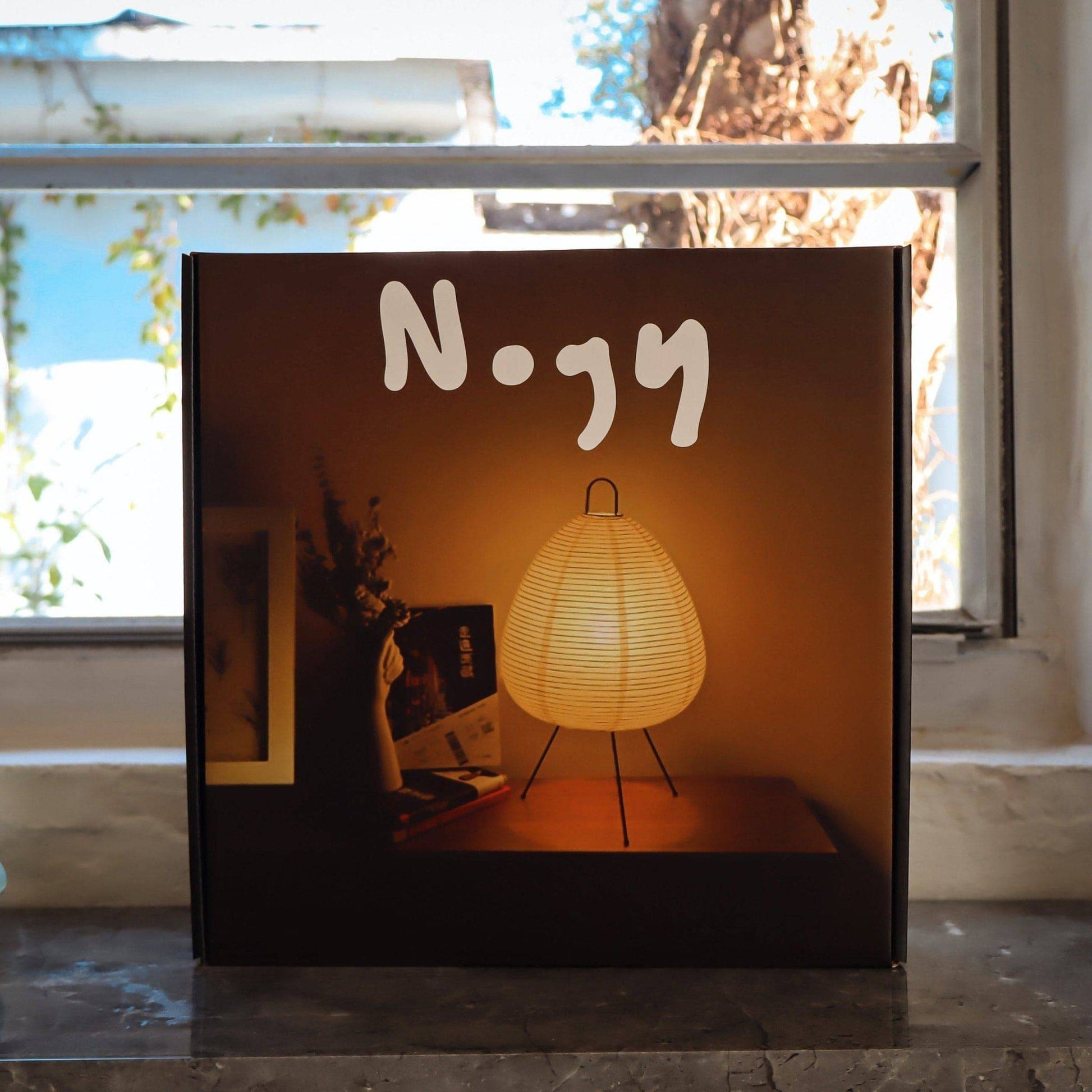 NOGY Paper Lamp with Black Design • Lantern Lamp • Rice Paper Lantern Lamp • Japanese Lamp • White Paper Lamp (Black/White) - NOGY