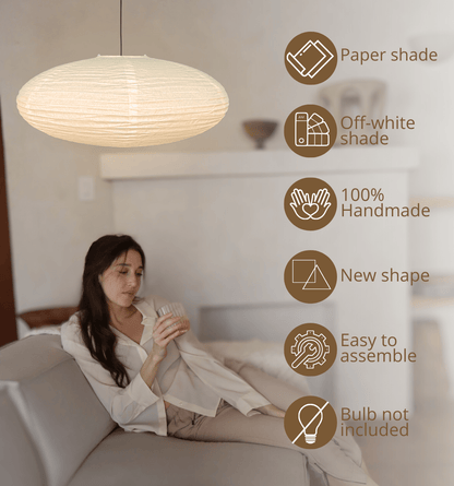 NOGY Paper Lantern ( No Bulb INCLUDED) • Japanese Pendant Lamp • Ceiling Paper Lamp Shade • White Paper Lantern (Ceiling) - NOGY