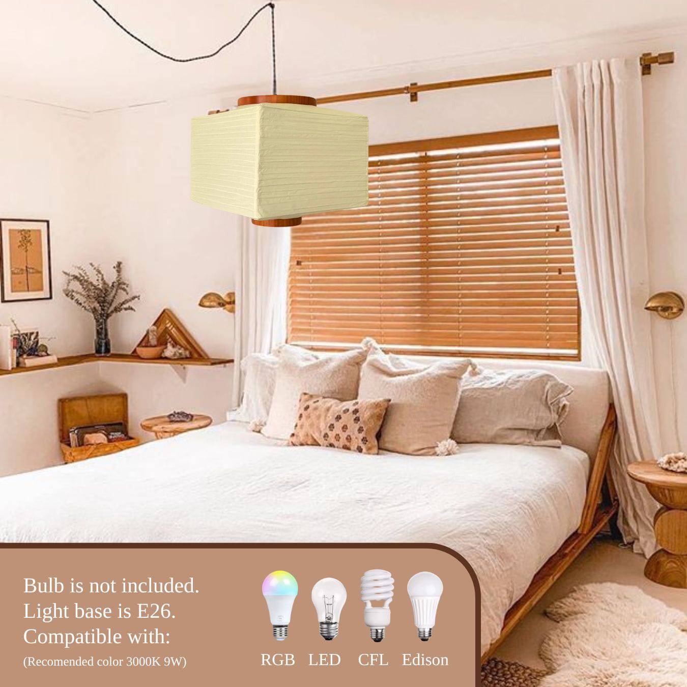 Paper Lamp Shade Rectangular - Perfect for Home Decor, Easy Installation - NOGY