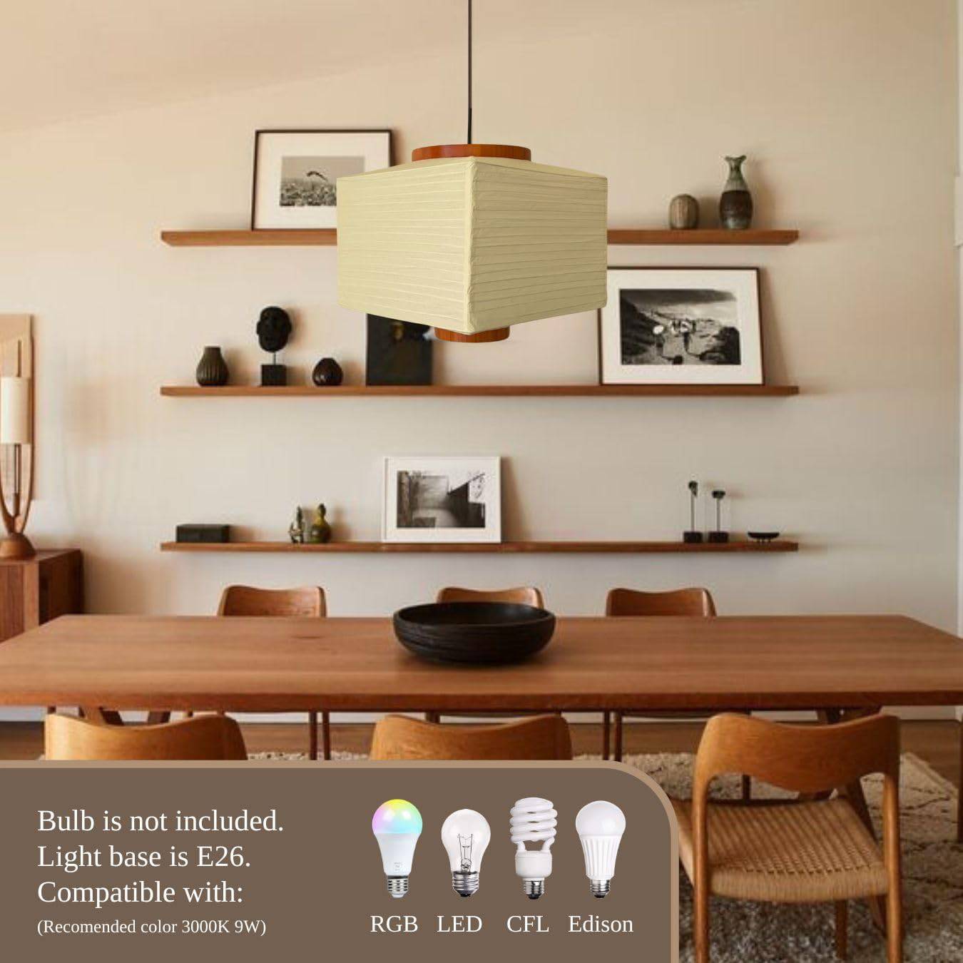 Paper Lamp Shade Rectangular - Perfect for Home Decor, Easy Installation - NOGY