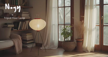 NOGY 47" Akari Noguchi Japanese Tripod Floor Lamp • Warm 3000K