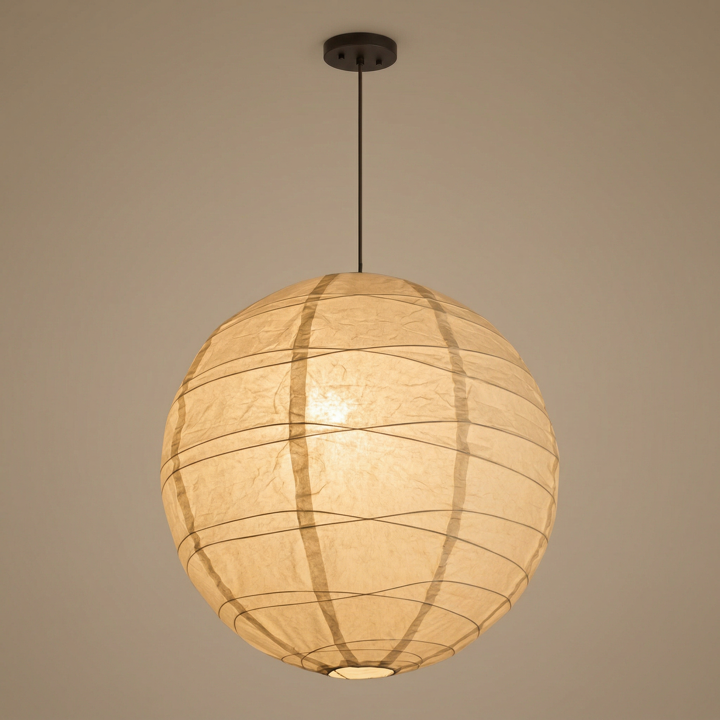 Wabi - Sabi style lantern - Off White Paper Pendant - Rice Paper Pendant - Hardwire or Plug in Available - NOGY